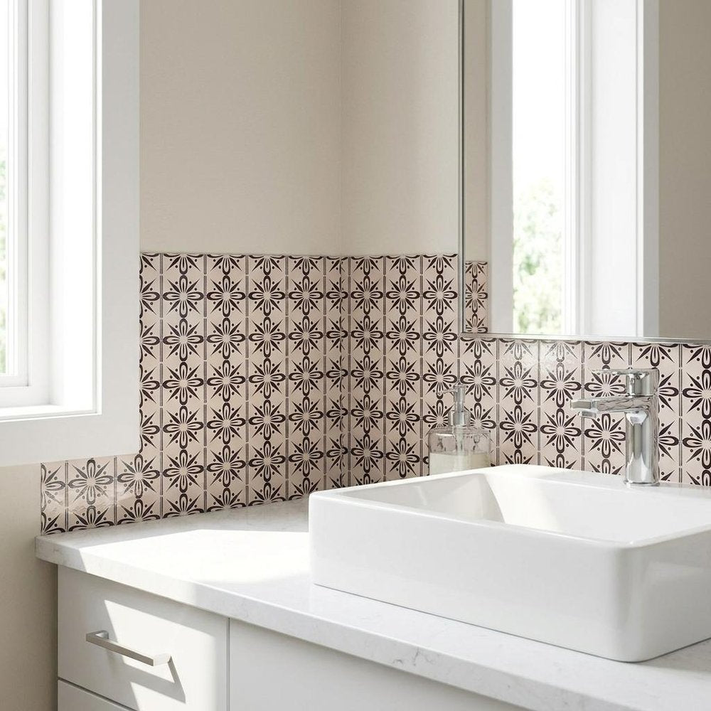 6" x 6" Cream Vinyl Peel And Stick Removable Tiles