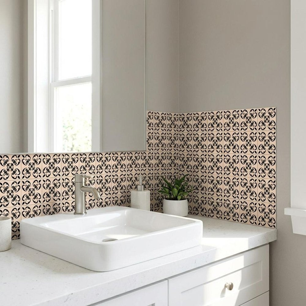 4" x 4" Cream Vinyl Peel And Stick Removable Tiles