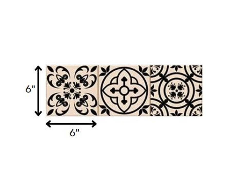 4" x 4" Cream Vinyl Peel And Stick Removable Tiles