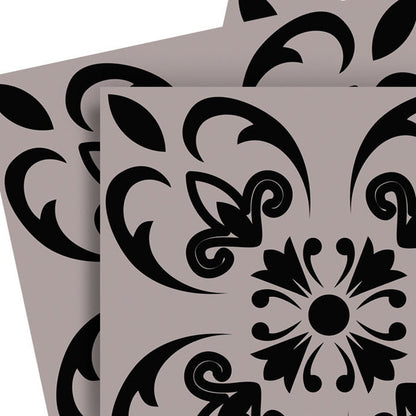 4" X 4" Black And White Orchid Peel And Stick Removable Tiles
