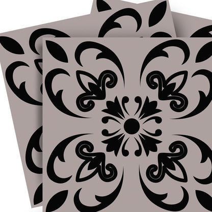 4" X 4" Black And White Orchid Peel And Stick Removable Tiles