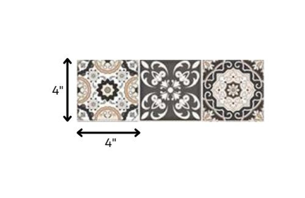 8" x 8" Brown And White Vinyl Peel And Stick Removable Tiles
