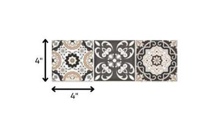 8" x 8" Brown And White Vinyl Peel And Stick Removable Tiles
