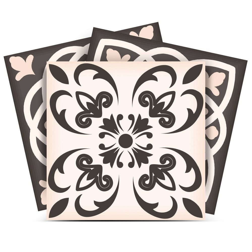 8" x 8" Brown And White Vinyl Peel And Stick Removable Tiles