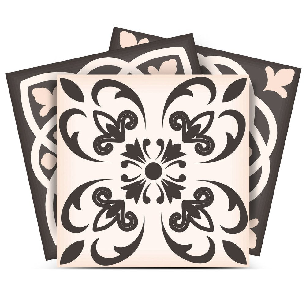 8" x 8" Brown And White Vinyl Peel And Stick Removable Tiles