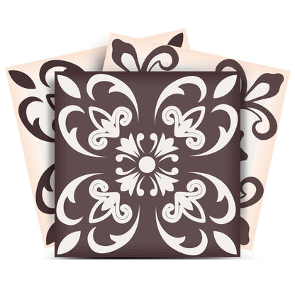 7" x 7" Brown And White Peel And Stick Removable Tiles