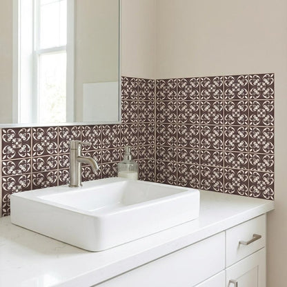 7" x 7" Brown And White Peel And Stick Removable Tiles