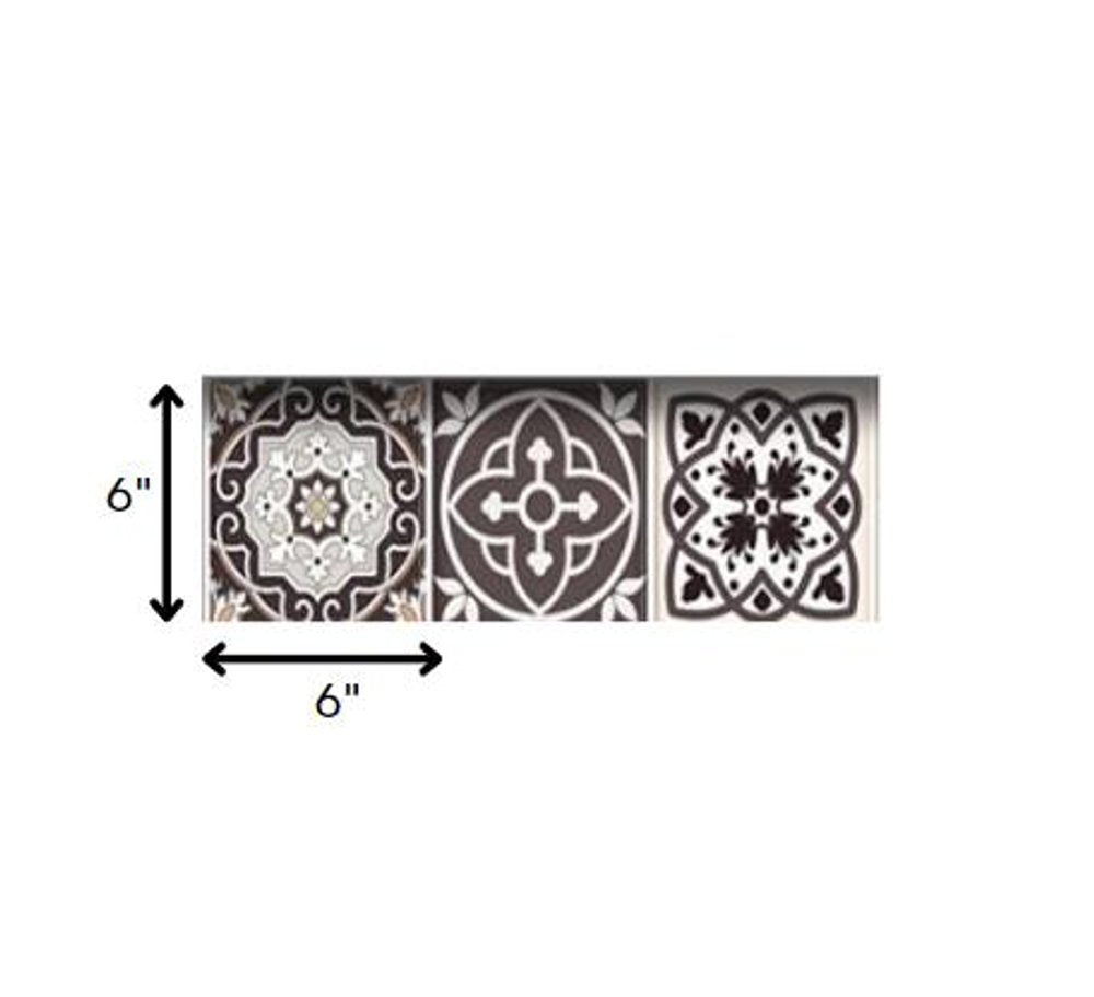 7" x 7" Brown And White Peel And Stick Removable Tiles