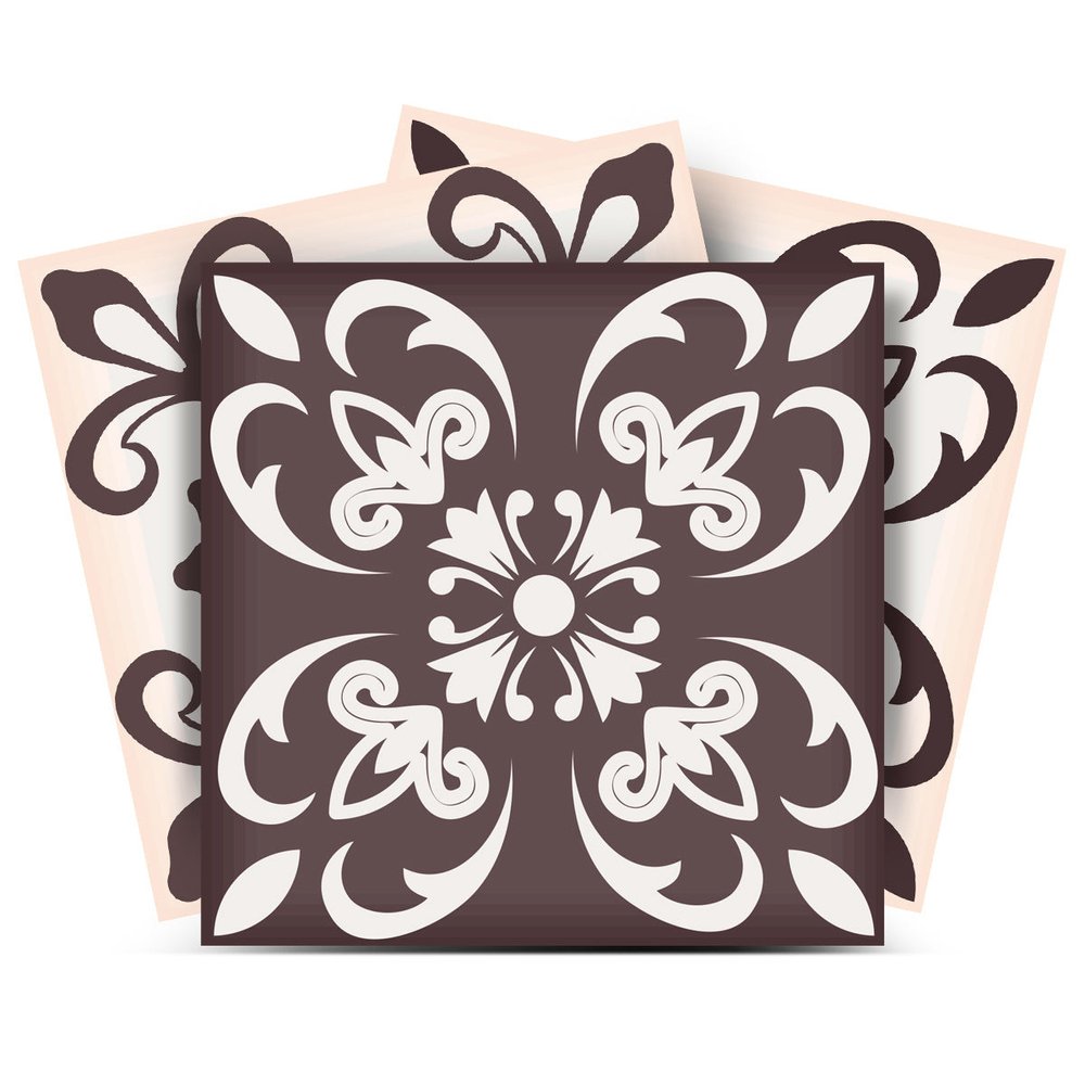 7" x 7" Brown And White Peel And Stick Removable Tiles