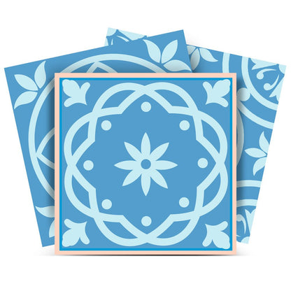 7" x 7" Light Blue Vinyl Peel And Stick Removable Tiles
