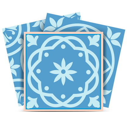 7" x 7" Light Blue Vinyl Peel And Stick Removable Tiles
