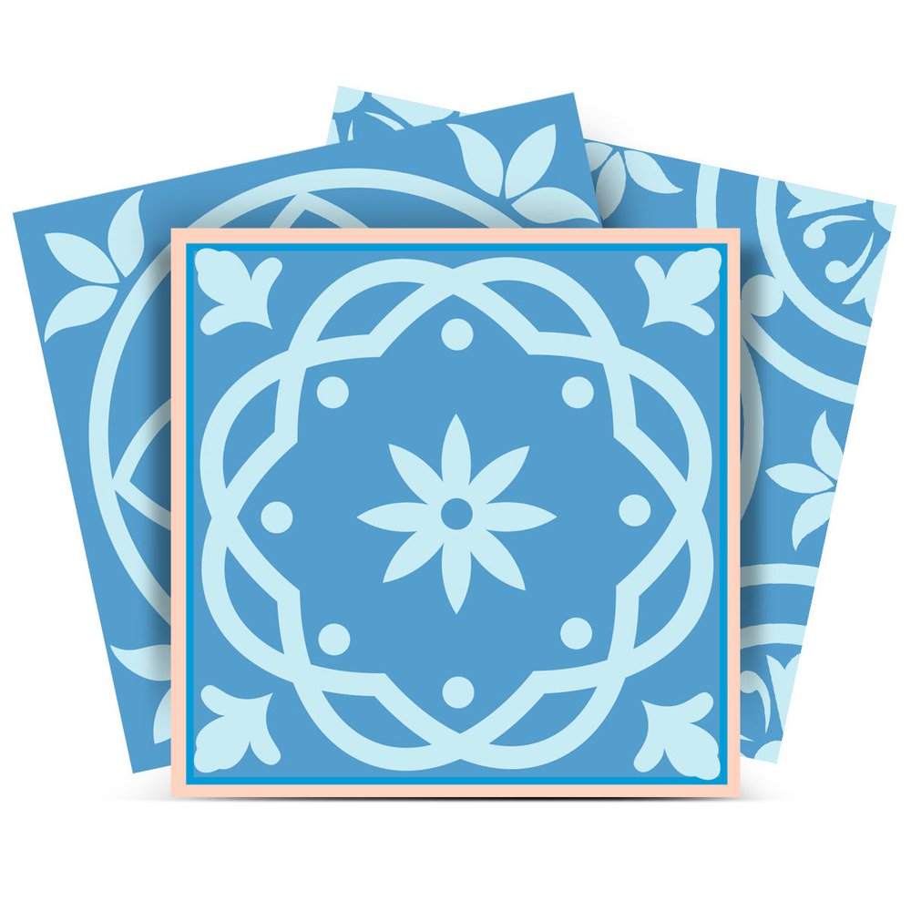 7" x 7" Light Blue Vinyl Peel And Stick Removable Tiles