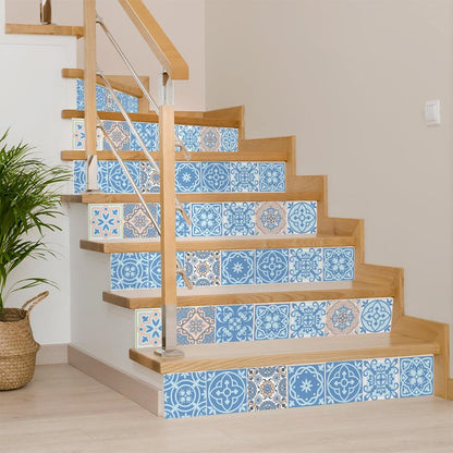 7" x 7" Light Blue Vinyl Peel And Stick Removable Tiles
