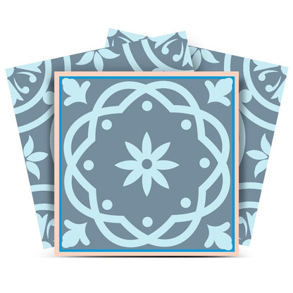 7" x 7" Blue Vinyl Peel And Stick Removable Tiles