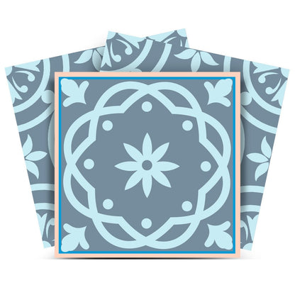 7" x 7" Blue Vinyl Peel And Stick Removable Tiles