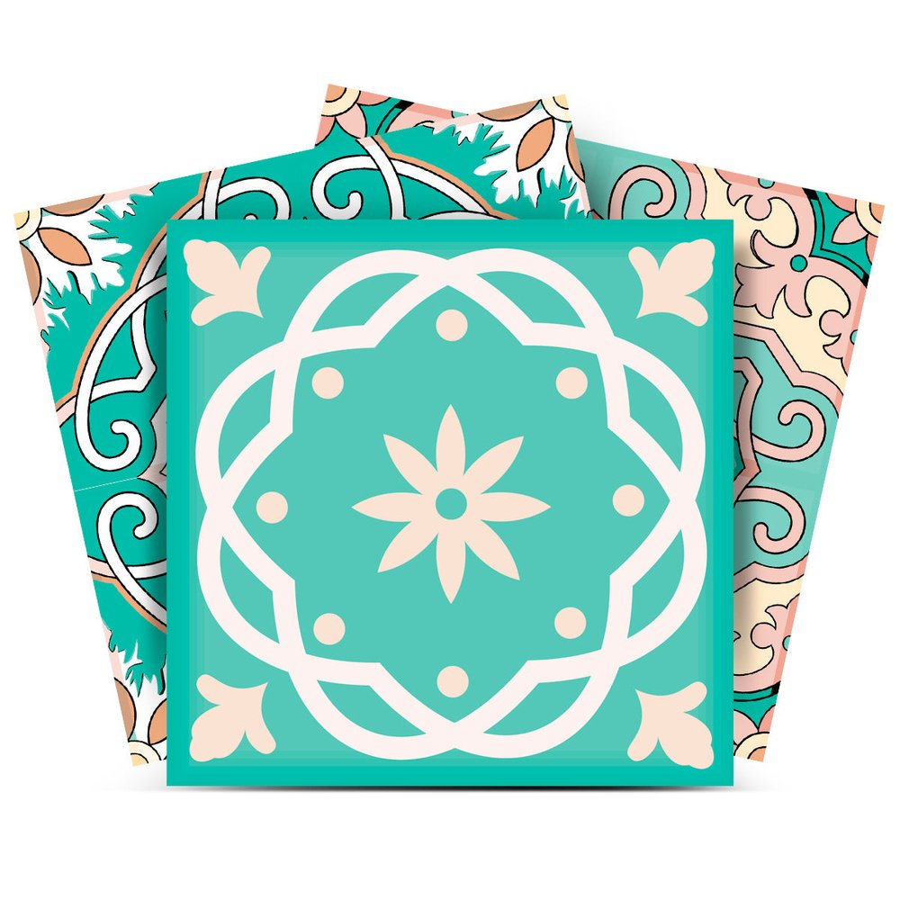 7" x 7" Mint Green Vinyl Peel And Stick Removable Tiles