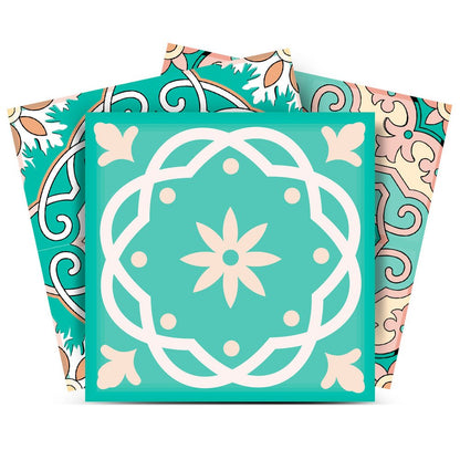 7" x 7" Mint Green Vinyl Peel And Stick Removable Tiles
