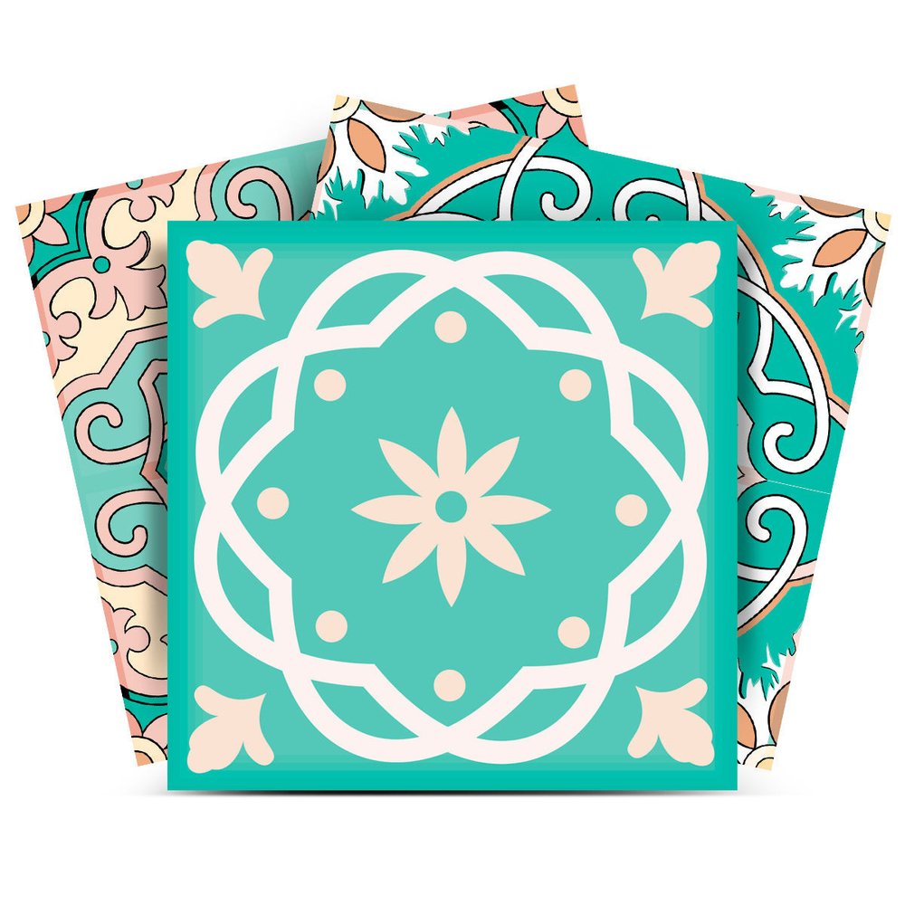 7" x 7" Mint Green Vinyl Peel And Stick Removable Tiles
