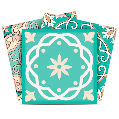 7" x 7" Mint Green Vinyl Peel And Stick Removable Tiles