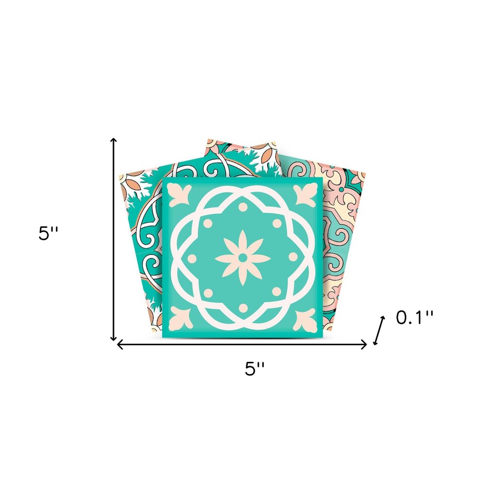 7" x 7" Mint Green Vinyl Peel And Stick Removable Tiles