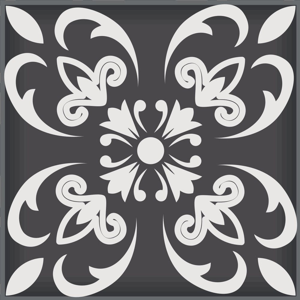 7" x 7" Black Gray And White Vinyl Peel And Stick Removable Tiles
