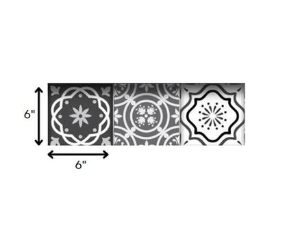7" x 7" Black Gray And White Vinyl Peel And Stick Removable Tiles