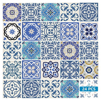 4" X 4" Blue Gray Yellow Pop Peel And Stick Removable Tiles