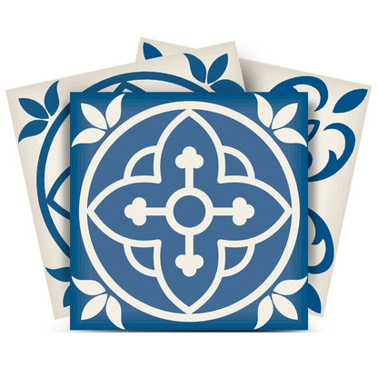 7" x 7" Blue And Gray Vinyl Peel And Stick Removable Tiles