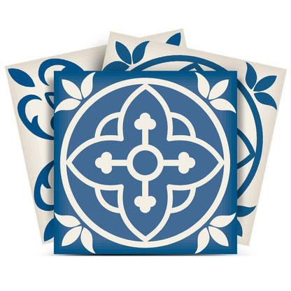 7" x 7" Blue And Gray Vinyl Peel And Stick Removable Tiles