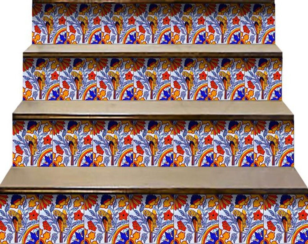4" x 4" Blue And Red Peel And Stick Removable Tiles