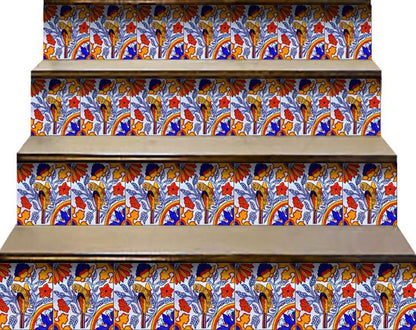 4" x 4" Blue And Red Peel And Stick Removable Tiles