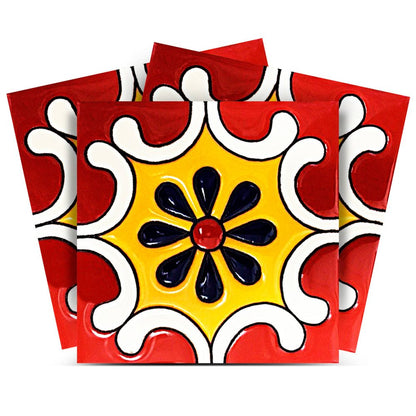 7" x 7" Red And White Vinyl Peel And Stick Removable Tiles