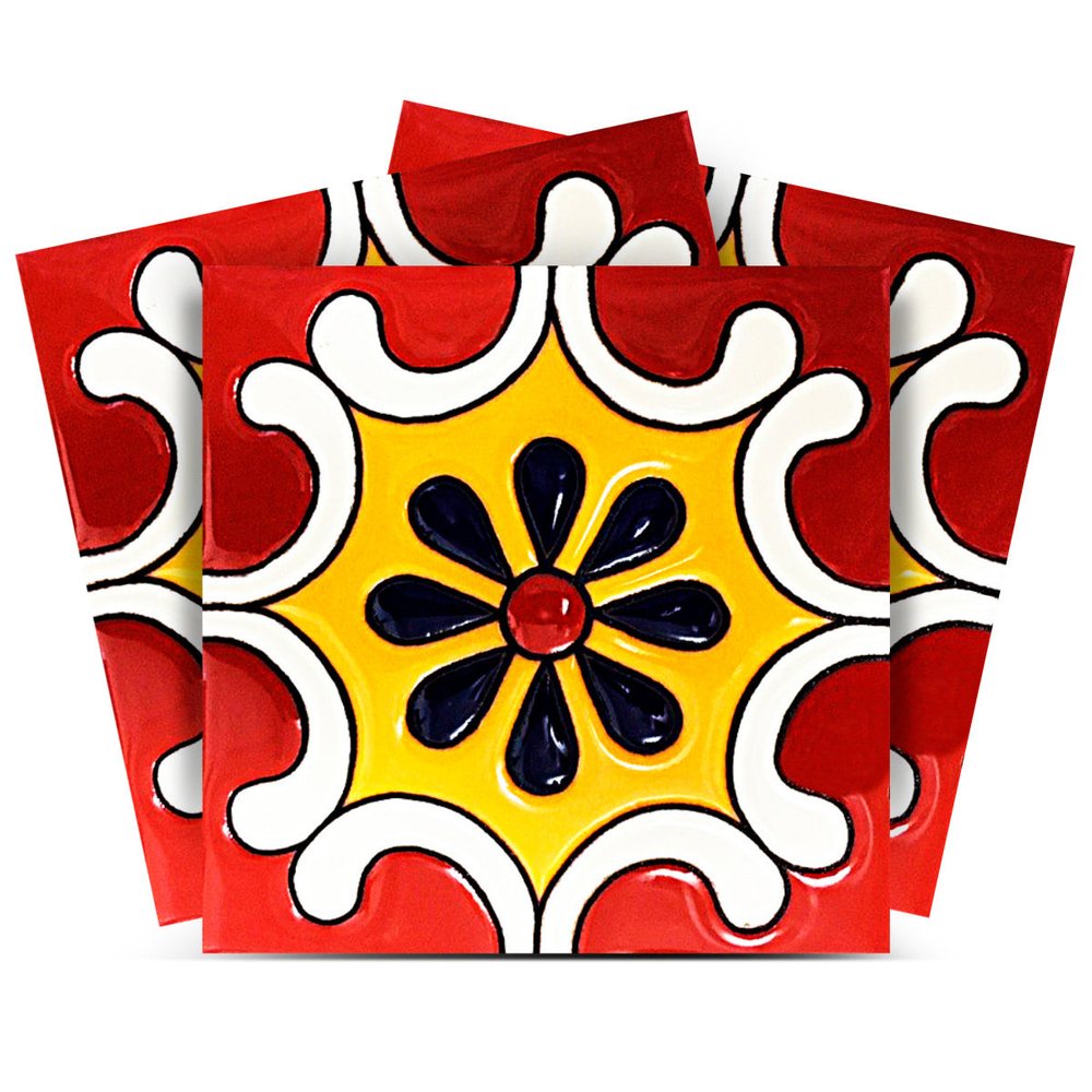 7" x 7" Red And White Vinyl Peel And Stick Removable Tiles
