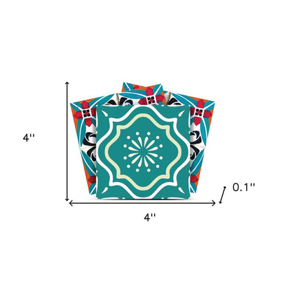 7" x 7" Turquoise Vinyl Peel And Stick Removable Tiles