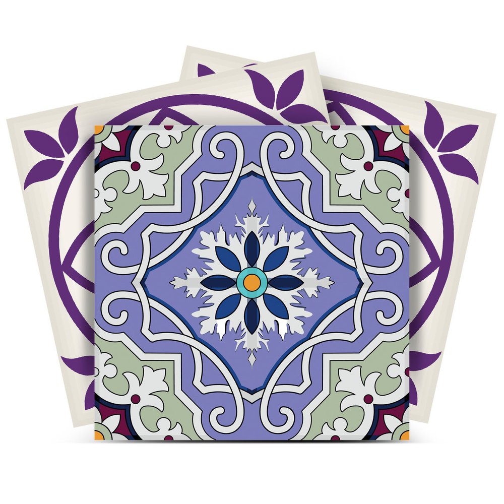 7" x 7" Purple Vinyl Peel And Stick Removable Tiles