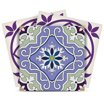 7" x 7" Purple Vinyl Peel And Stick Removable Tiles