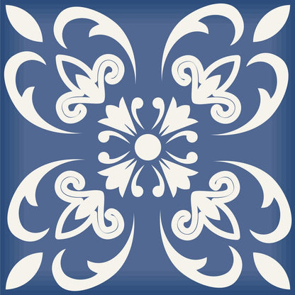 7" x 7" Blue And White Vinyl Peel And Stick Removable Tiles