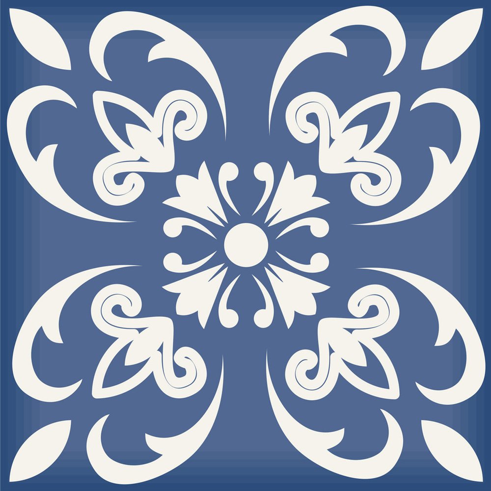 7" x 7" Blue And White Vinyl Peel And Stick Removable Tiles