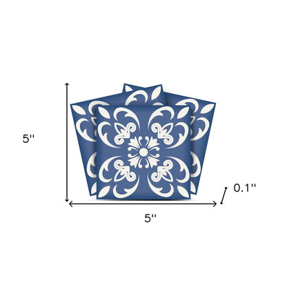 7" x 7" Blue And White Vinyl Peel And Stick Removable Tiles