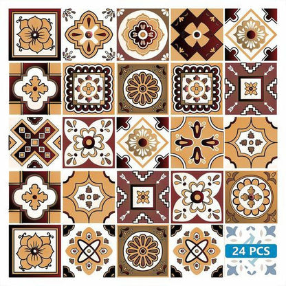 7" x 7" Brown And White Peel And Stick Removable Tiles