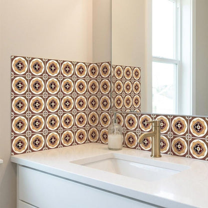 7" x 7" Brown And White Peel And Stick Removable Tiles