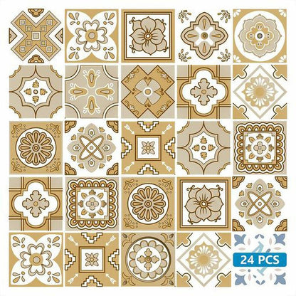 7" x 7" Brown And White Vinyl Peel And Stick Removable Tiles