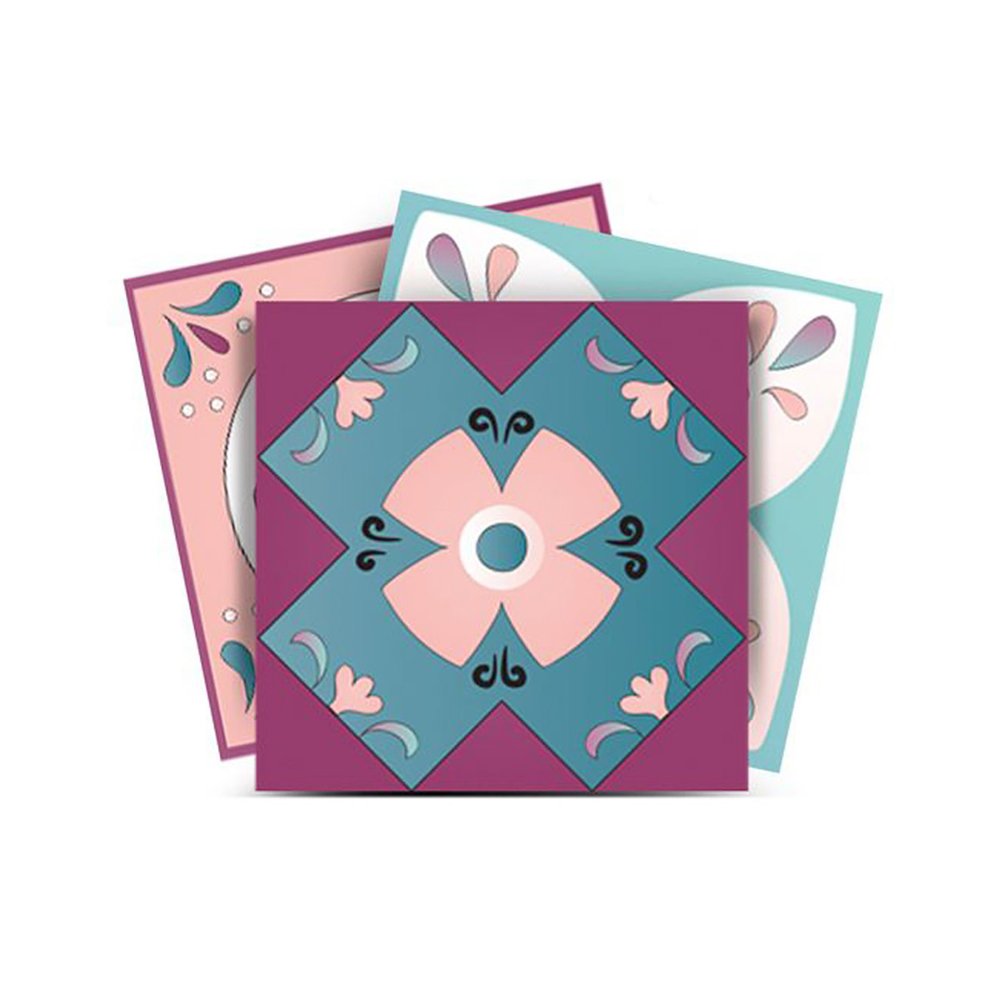 7" x 7" Purple And White Vinyl Peel And Stick Removable Tiles
