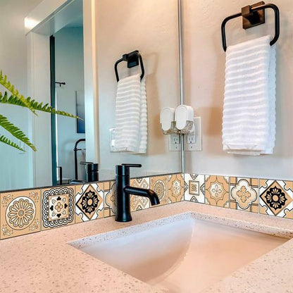 6" X 6" Shades Of Taupe Mosaic Peel And Stick Removable Tiles