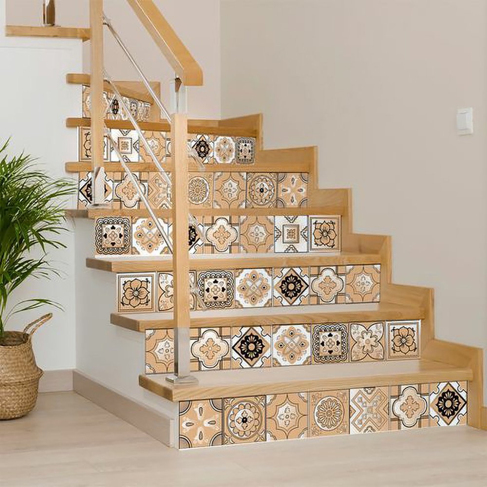 6" X 6" Shades Of Taupe Mosaic Peel And Stick Removable Tiles