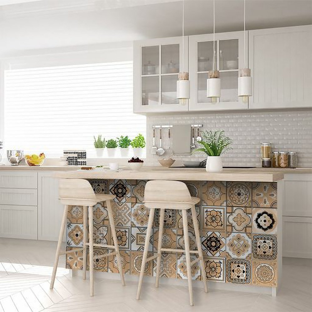 6" X 6" Shades Of Taupe Mosaic Peel And Stick Removable Tiles