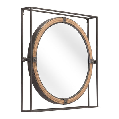 22" Gray Square Steel Framed Accent Mirror