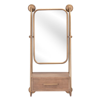 36" Gold Steel Framed Accent Mirror