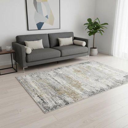 5' X 8' Gray Mod Distressed Strokes Area Rug