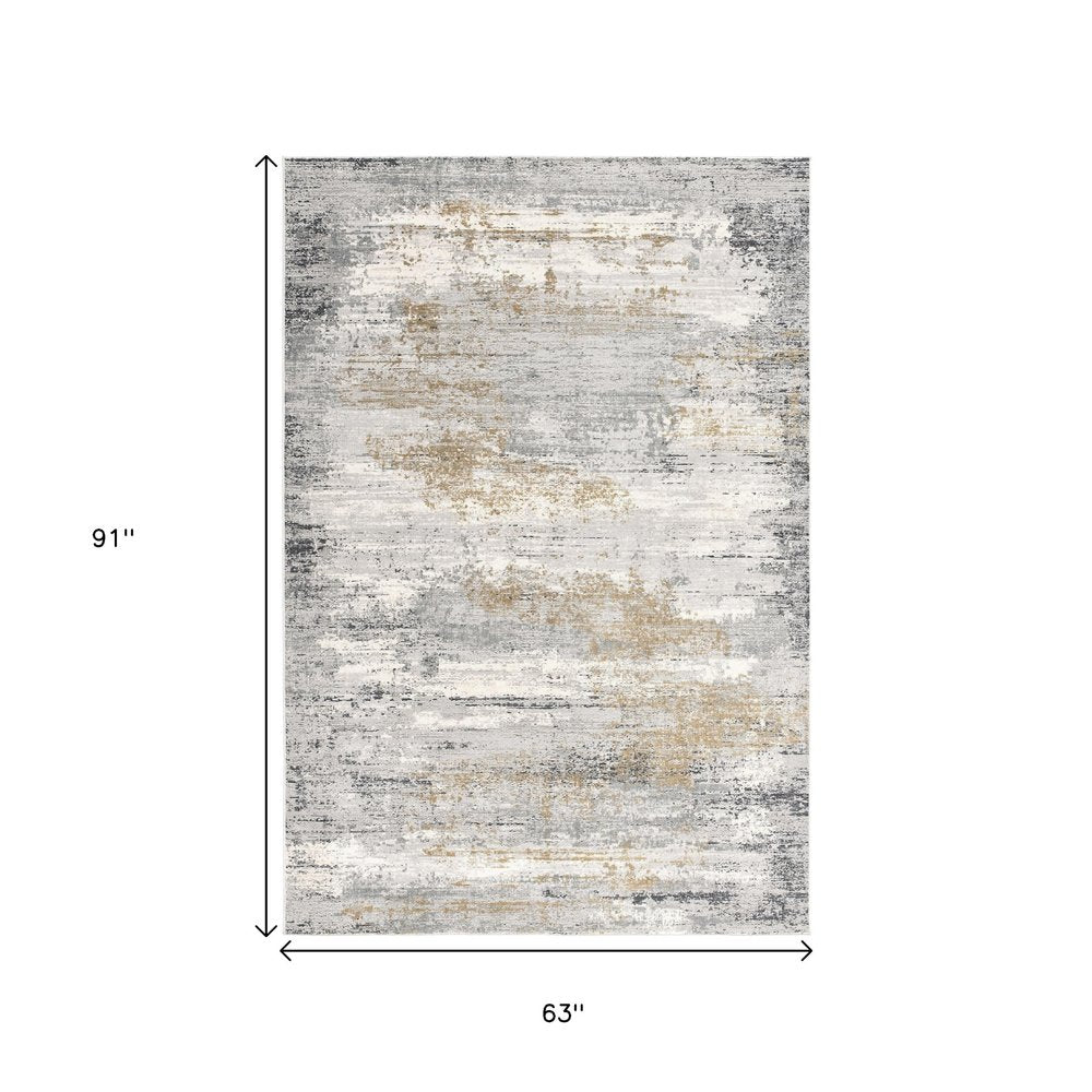 5' X 8' Gray Mod Distressed Strokes Area Rug